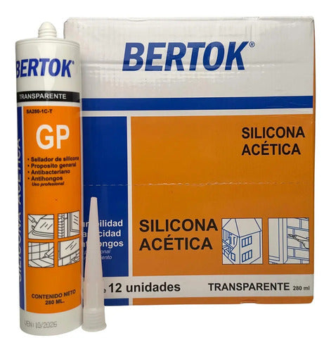 Silicona Acética Transparente Bertok 280 Ml X 24uds