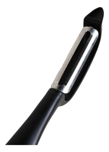Pelapapa Vertical Curvo Point De Acero Inoxidable Negro 19 Cm