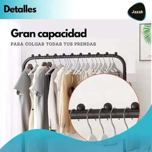 Perchero Hierro Jazak 2 Barras Acero Negro