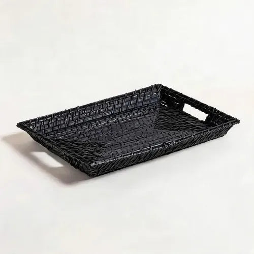 Bandeja Rectangulares De Madera Bamboo Rattan Vinh 41,5 X 31 Negro