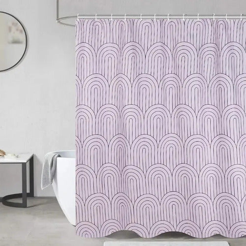 Cortina Baño Estampada Impermermeable Anti Hongo Con Ganchos Color Rainbow Estampado