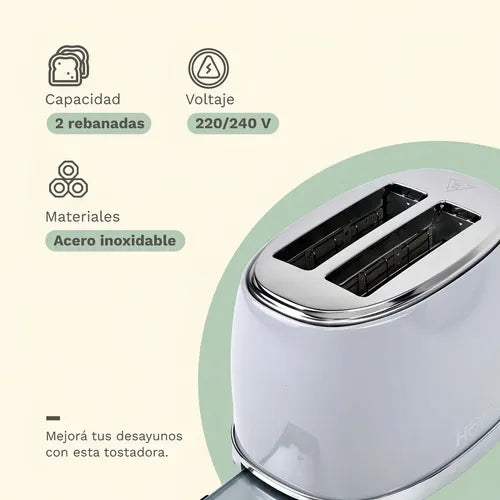 Tostadora Eléctrica Homk Gris 3 Funciones 6 Niveles 2 Panes