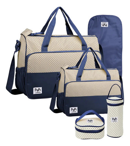 Bolso Maternal Set 5 Piezas Azul Oscuro Puntos · 16606 · foto 01