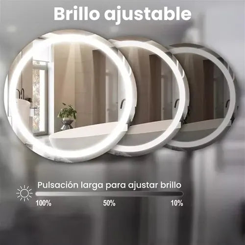 Espejo Con Luz Led Redondo 60cm Decorativo Pared Baño Sala