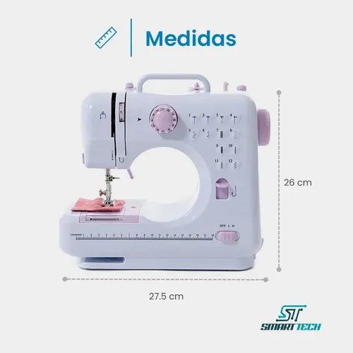 Maquina De Coser Portátil Fhsm-505a 12 Puntadas Pedal Blanco