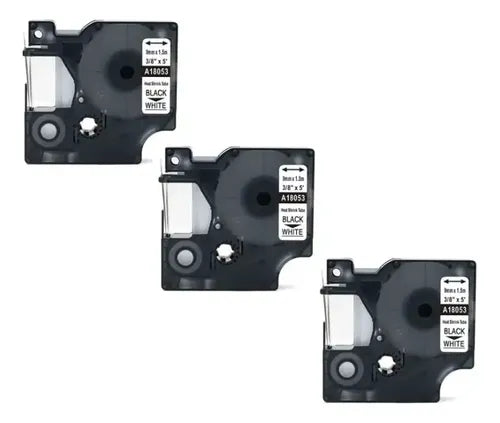 Cinta Dymo 18053 9mm Blanco Sobre Negro 1.5m