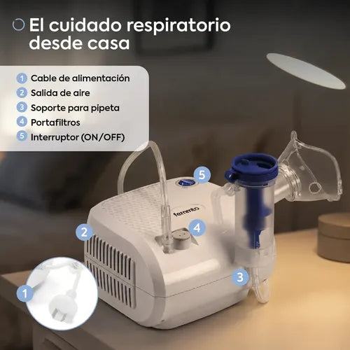 Nebulizador Piston Silencioso Adultos Pediatrico Compresor Comun Femmto Blanco
