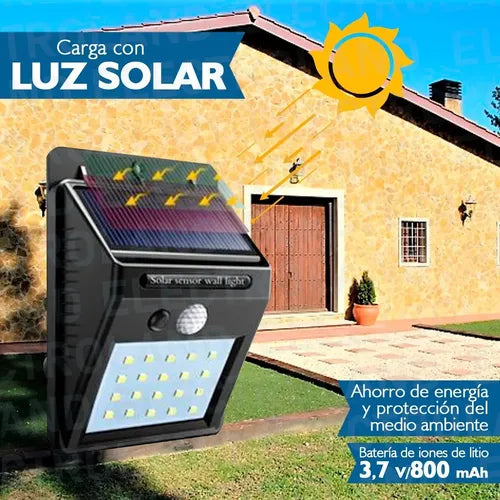 Reflector Solar Led Electroland 6w Exterior Ip65 Sensor Movimiento Luz Fría Negro Blanco Frío