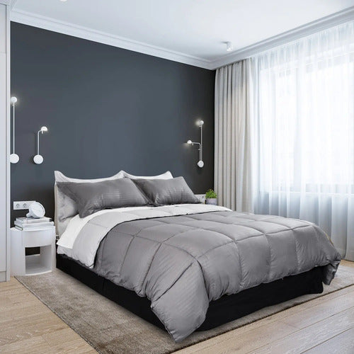 Acolchados 1 Plaza Edredon Twin Gris Rev