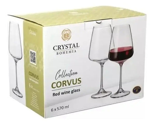 Copas Vino Crystal Bohemia Corvus Degustación 570ml Set X 6