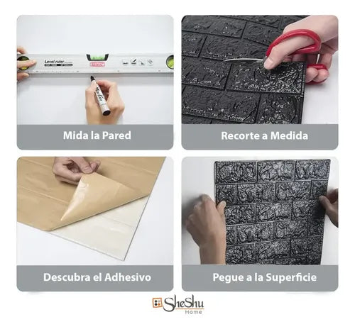 Placa Autoadhesiva 3d Decorativa Pared X5 Unidades - Sheshu Blanco · 18608 · foto 04