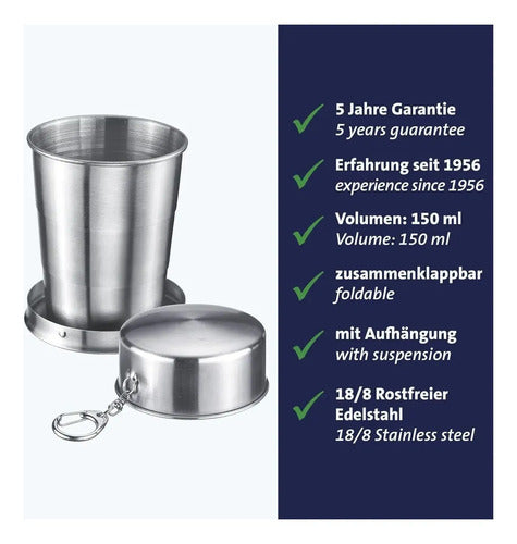 Vaso Plegable Telescópico de Acero para Camping 70ml Plateado · 16842 · foto 06