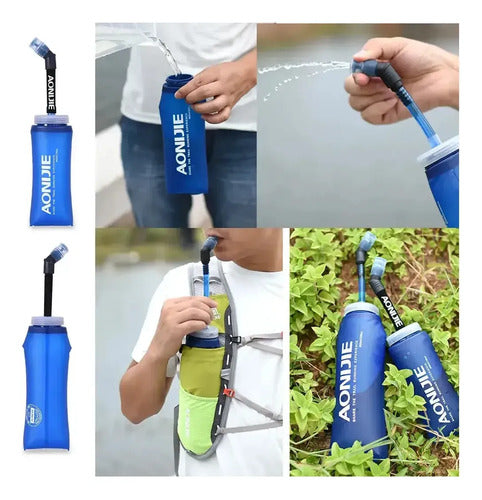 Botella de Agua Plegable Aonijie para Trail Running 350 ml Azul · 16969 · foto 04