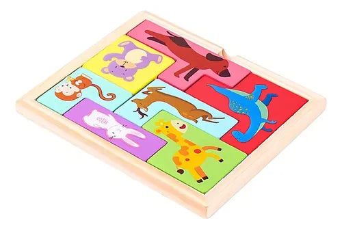 Rompecabezas 3d De Madera Cubeta Toys Bloques Animales 7 Piezas · 16823 · foto 01