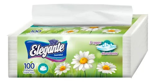 Pañuelos Triple Hoja Descartables Absorbentes Elegante X100u