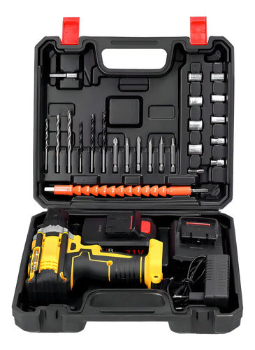 Taladro Atornillador Novatix Inalámbrico Con 2 Baterías Negro Amarillo