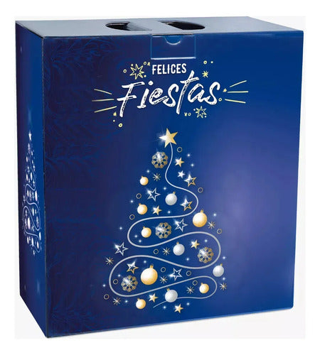 Caja Maletín Navideño Mediano Fiestas Regalos X 60u Azul
