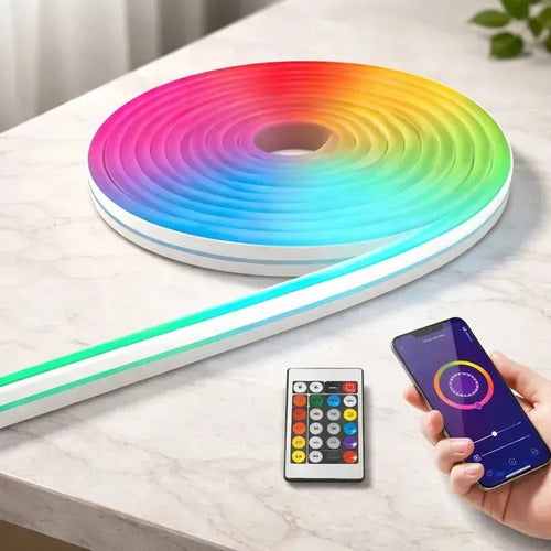 Tira Led Neon Rgb 5m Inteligente Bluetooth App Control Remot