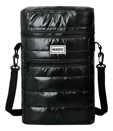 Bolso Matero 2 En 1 Porta Termo Negro Brillante