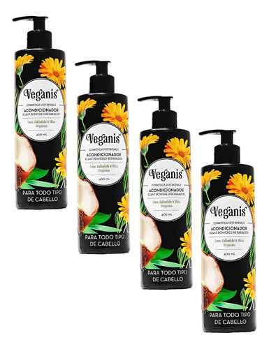 Kit Veganis X 4u Acondicionador Powered Reparador Coco X400