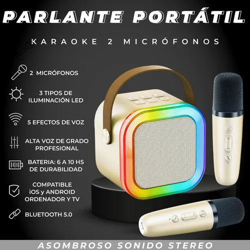 Parlante Karaoke Mti Rgb K12 Portátil 10w Inalámbrico