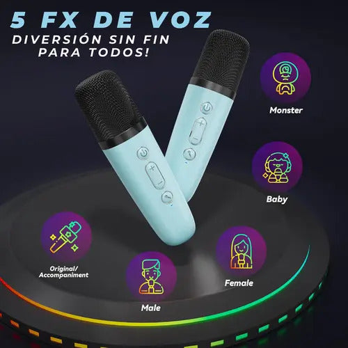 Parlante Karaoke Mti Rgb K12 Portátil 10w Inalámbrico Celeste