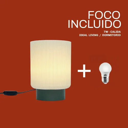 Velador Lámpara De Mesa Moderno - Tubelys 15x21 Cm Verde Osc