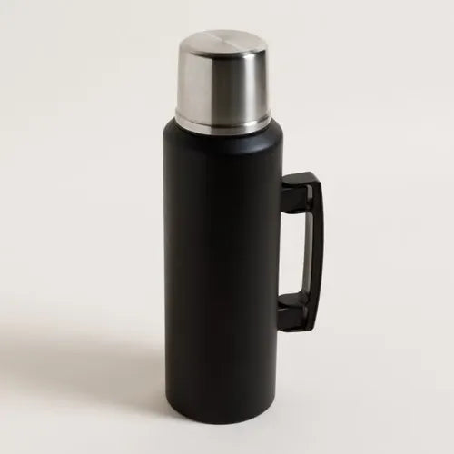 Termo Camping Acero Inoxidable 1 L Asa Abatible Negro