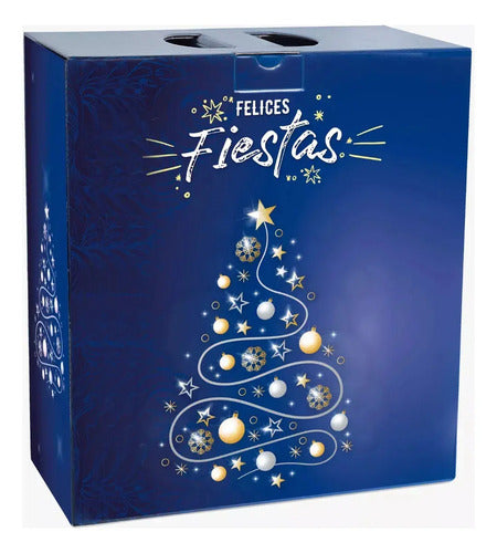 Caja Maletín Navideño Chico Fiestas Regalos X 60u Azul