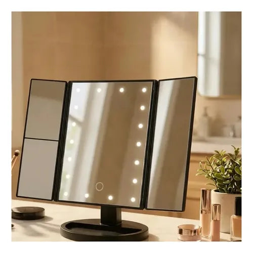 Espejo Tríptico MTL con Luz LED Portátil Negro · 17234 · foto 01