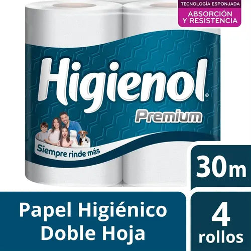 Papel Higiénico Doble Hoja Higienol Premium 30m X4