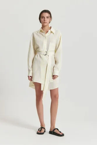 Vestido Apio Amarillo De Mujer Maria Cher Lino Amarillo Lisa