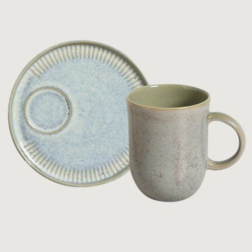 Mugs/tazas Plato X4 Cerámica Gres Esmaltada | 330ml Verde