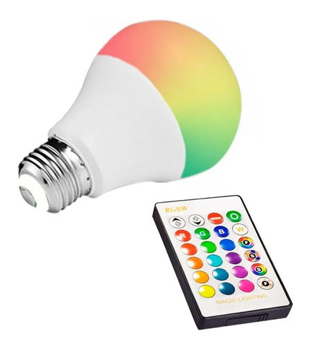 Lampara Led Rgbw 7w E27 Control Remoto 1