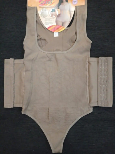Body Reductor Doble Faja Busto Colombia Marron Claro M/l