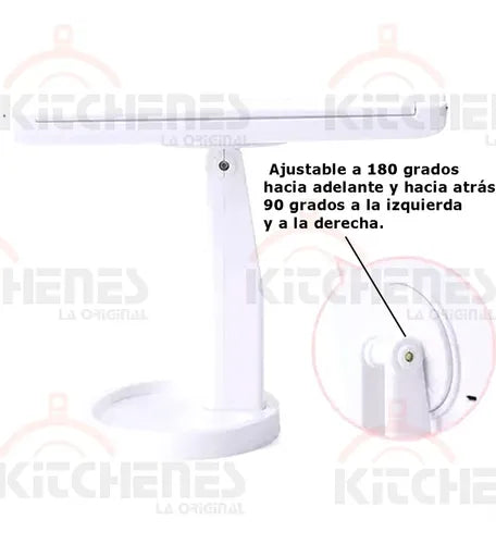 Espejo De Belleza Tocador Plegable De Tres Caras Con Luz Led Blanco