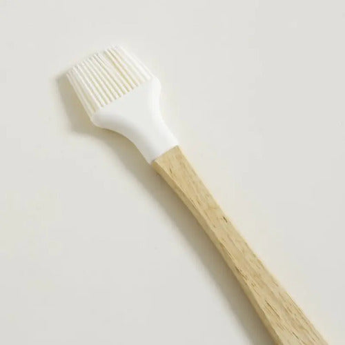 Pincel De Silicona Slm Mango Madera Crema 30 Cm