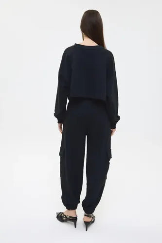 Pantalon Jogger Pop Negro Chermix De Mujer Algodón Negro 1