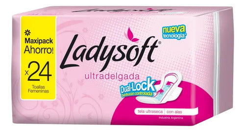 Toallas Femeninas Ladysoft Ultradelgada Tela Seca 24 Un