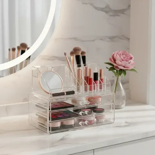Organizador Maquillaje Acrílico Cajones Porta Cosméticos Transparente