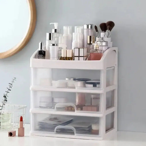 Organizador De Maquillaje Cosméticos Para Tocador 3 Cajones Blanco