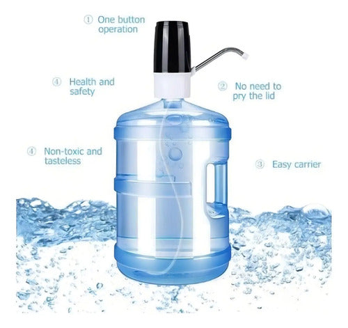 Dispenser Genérica Bomba De Agua Bidon Automatico Recargable Usb Color Negro