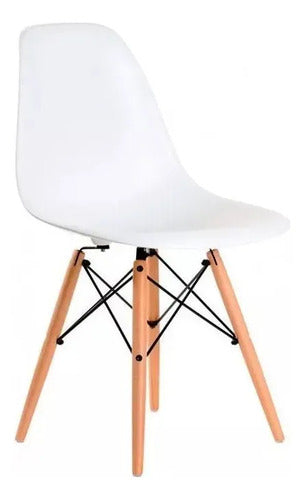 Set X 6 Silla Eames Comedor Diseño Moderno Madera Nordica Plástico Blanco