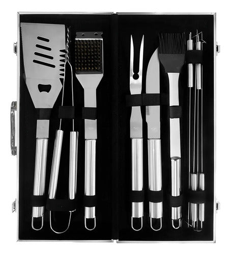 Kit Asador Set De Parrilla 11 Piezas Acero Inoxidable Liberc