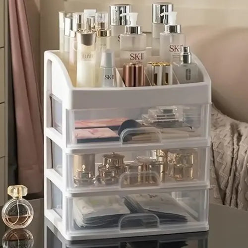 Organizador De Maquillaje Cosméticos Para Tocador 3 Cajones Blanco