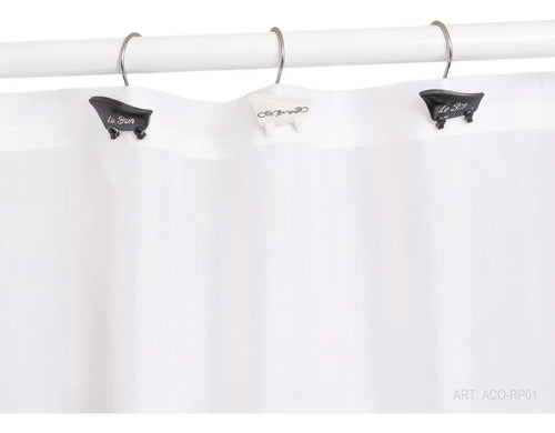 Ganchos De Cortina Baño Bañeritas Blanco Y Negro Pack X12 Un