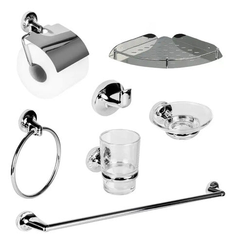 Kit Accesorios Baño 6 Piezas Esquinero Plateado