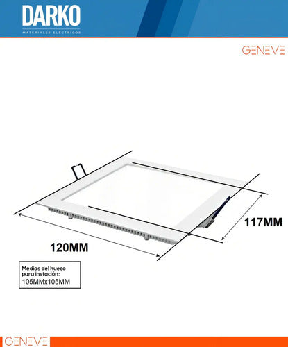Plafon Panel Led 6w Embutir Cuadrado Empotrar Flex Estructura Blanco Cálido