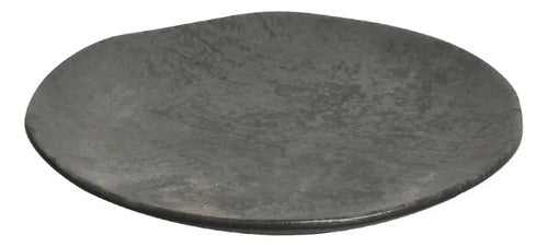 Plato Playo Cerámica Gres Gris Oscuro Porto Brasil 26.5cm X6