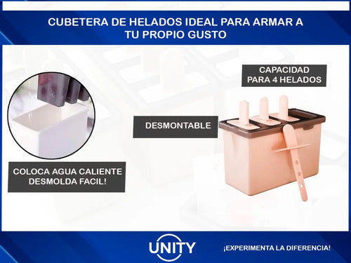 Molde Para Helado Unity X4 Con 4 Ranuras Cocina
